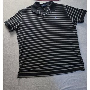 Polo Ralph Lauren Mens XXL Black Striped Short Sleeve Cotton Polo Shirt